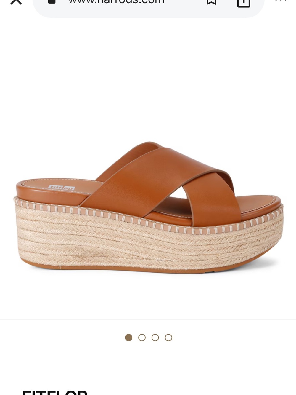 NWOT Women's Fitflop Brown Sandals Slides Espadrille Wedge Leather Woven Size 10